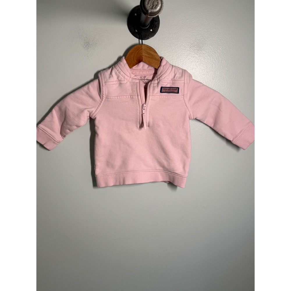 Vineyard Vines Kids Pink Quilted Shoulder Quarter Zip Shep Shirt 12-18M
